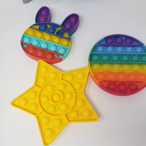 Rainbow Push Pop Bubble Fidget Toy Silicone Squeeze Fidget Sensory Toys (3 Pack) - Picture 2 of 4